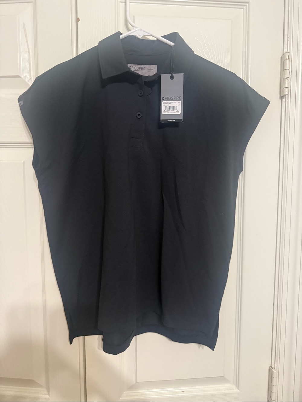 Figs Women's Black Button-Down Polo Shirt